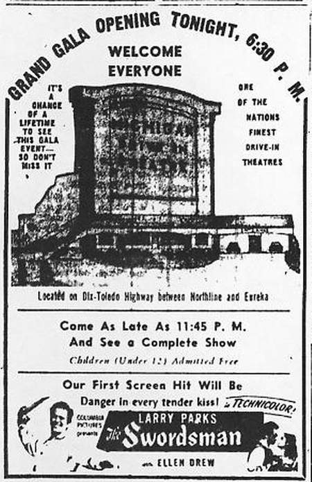 Michigan Drive-In Theatre - Michigan Grand Opening Ad 7-23-48 (newer photo)